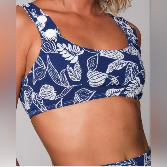Seea Other - Seea x Free People XS Georgia Gaia Bikini Top in Navy Floral Print Swimsuit